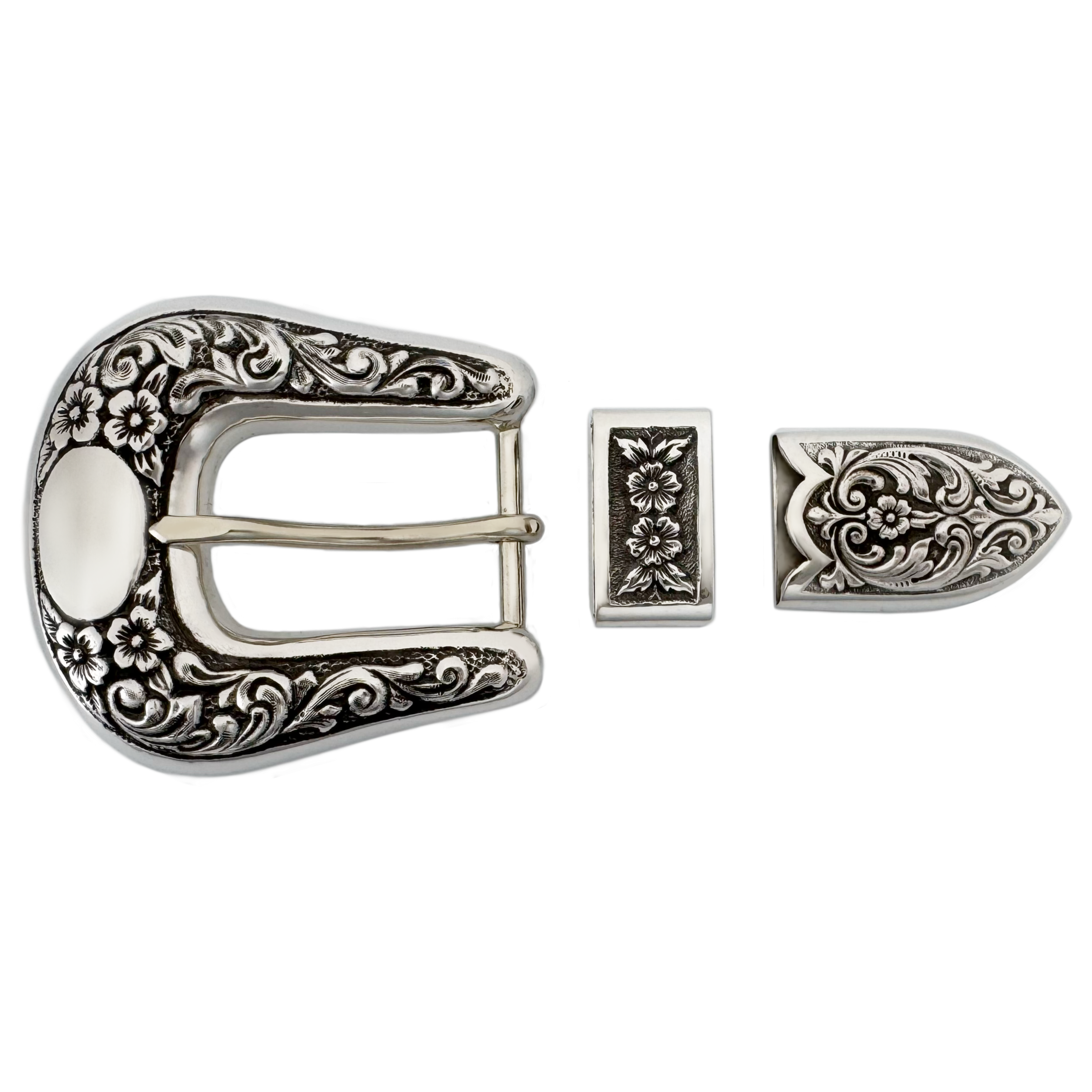 Die pressed Bohlin ranger set with the scrolls and flowers in the die