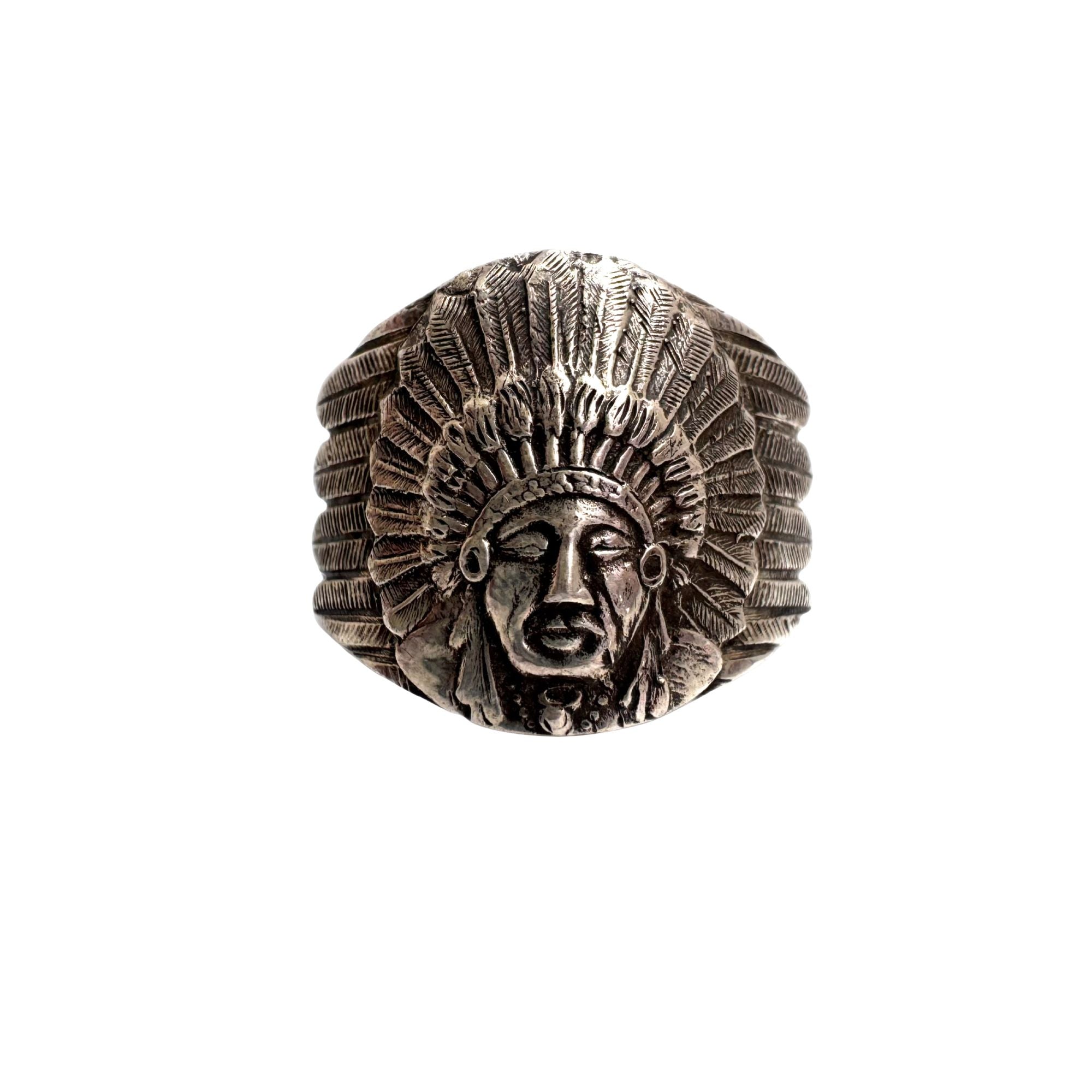 Chief Red Wolf Feather Ring - Sterling Silver