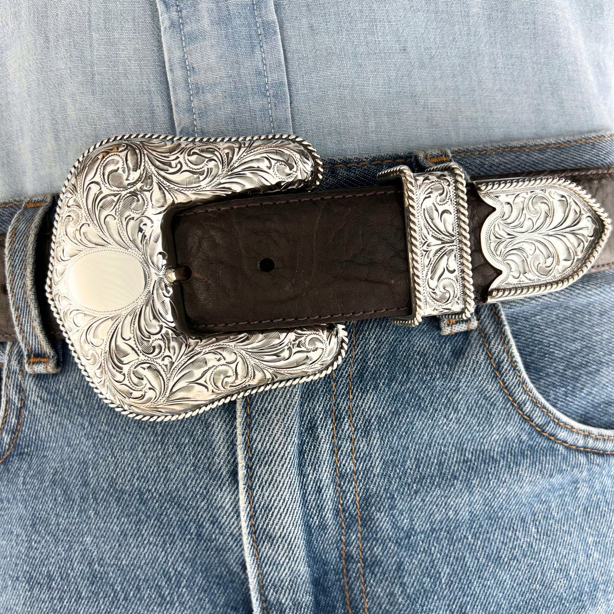 Hank Williams Jr. Fully Engraved Ranger Set - Sterling Silver