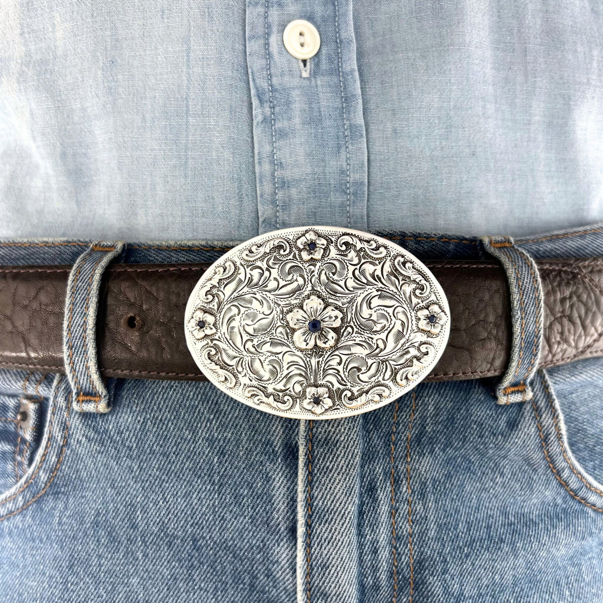 J Flowers & Scrolls – Sterling Silver & Sapphires
