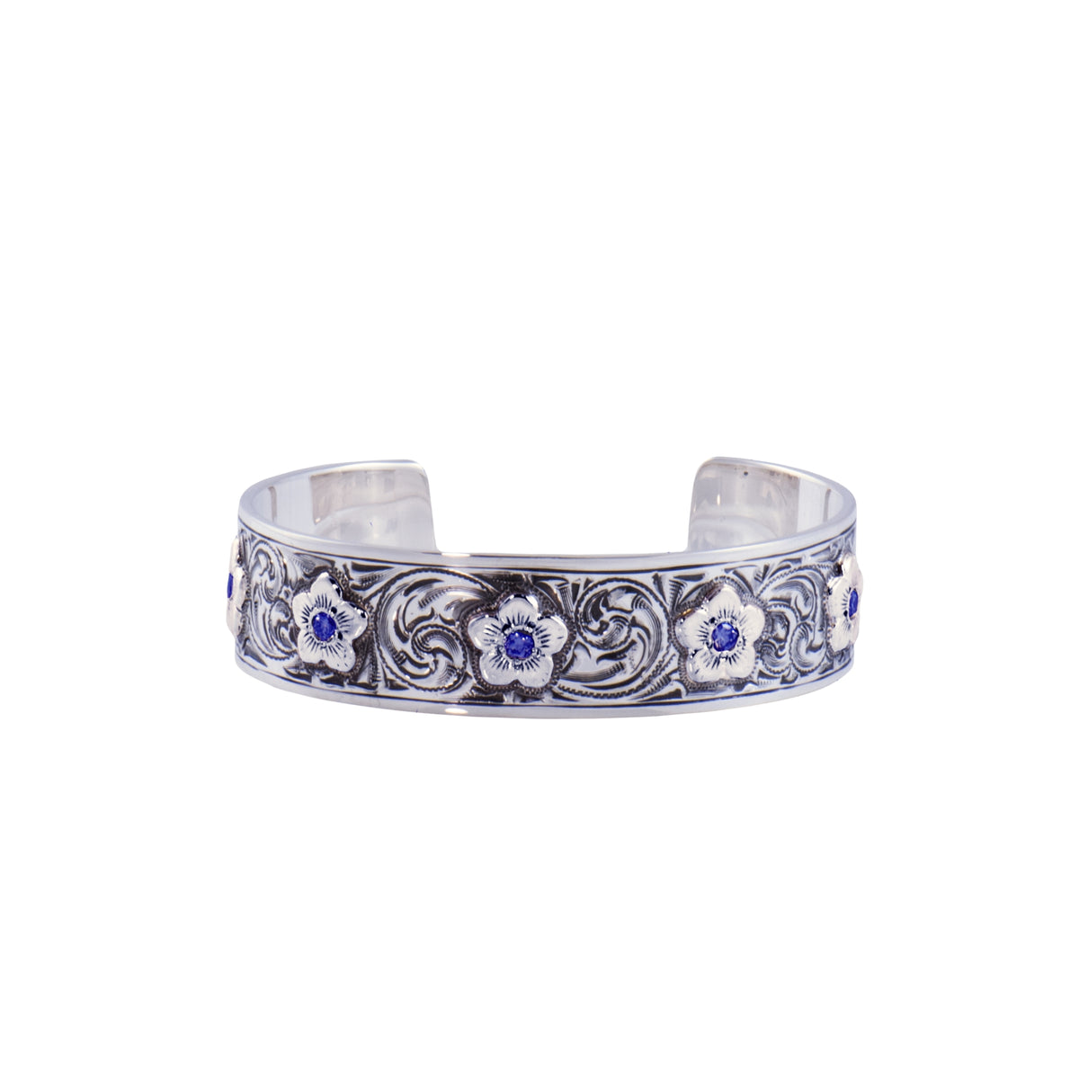 Flower Cuff Bracelet - Sterling Silver Flower