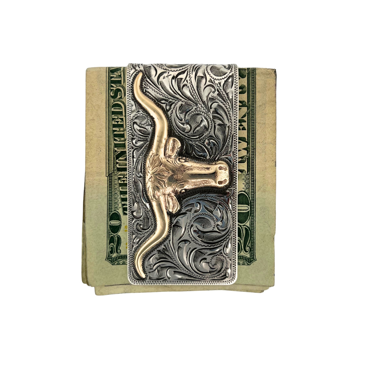 Longhorn Wad Clip – Sterling Silver & 14K Gold