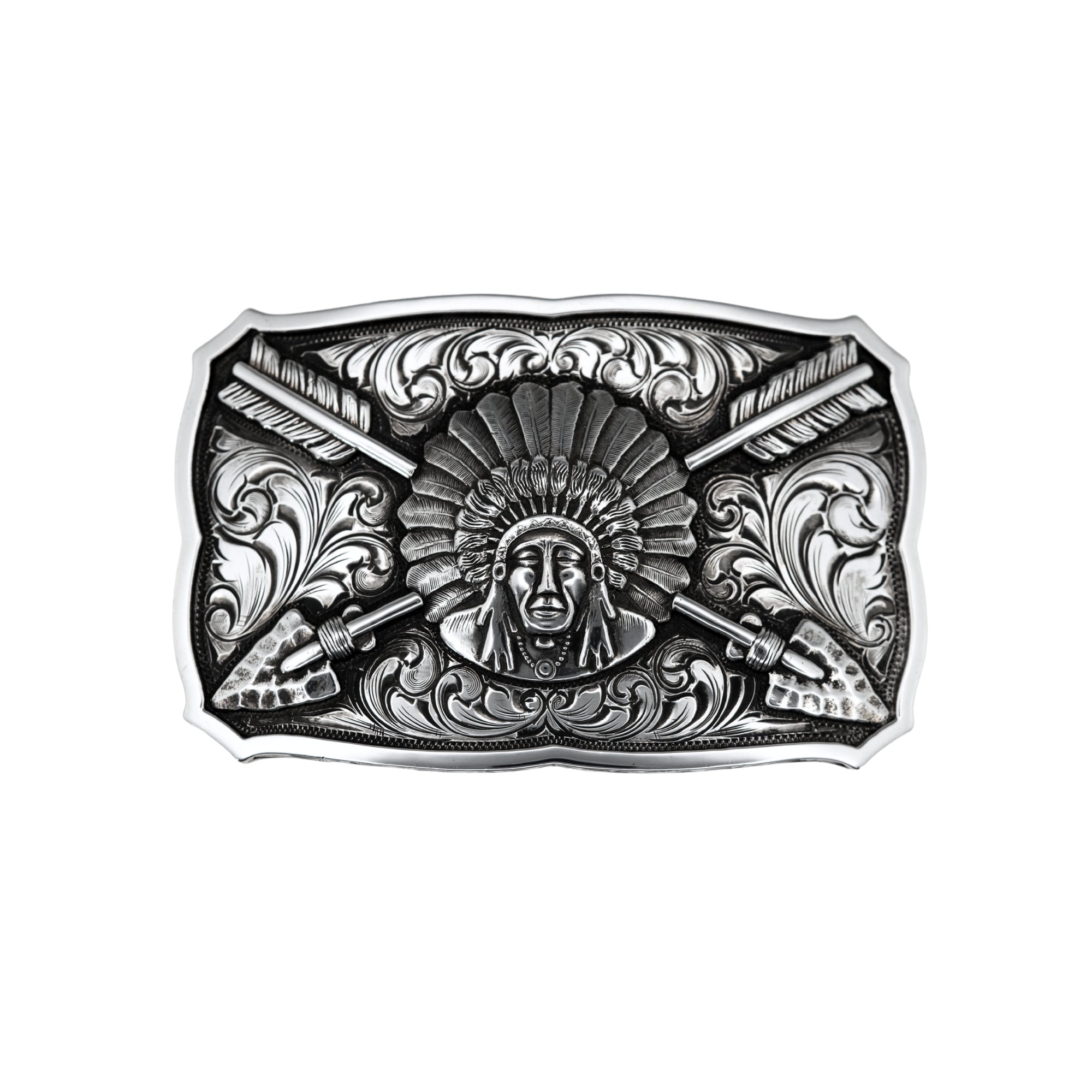 766 Chief Red Wolf Crossed Arrows - Sterling Silver