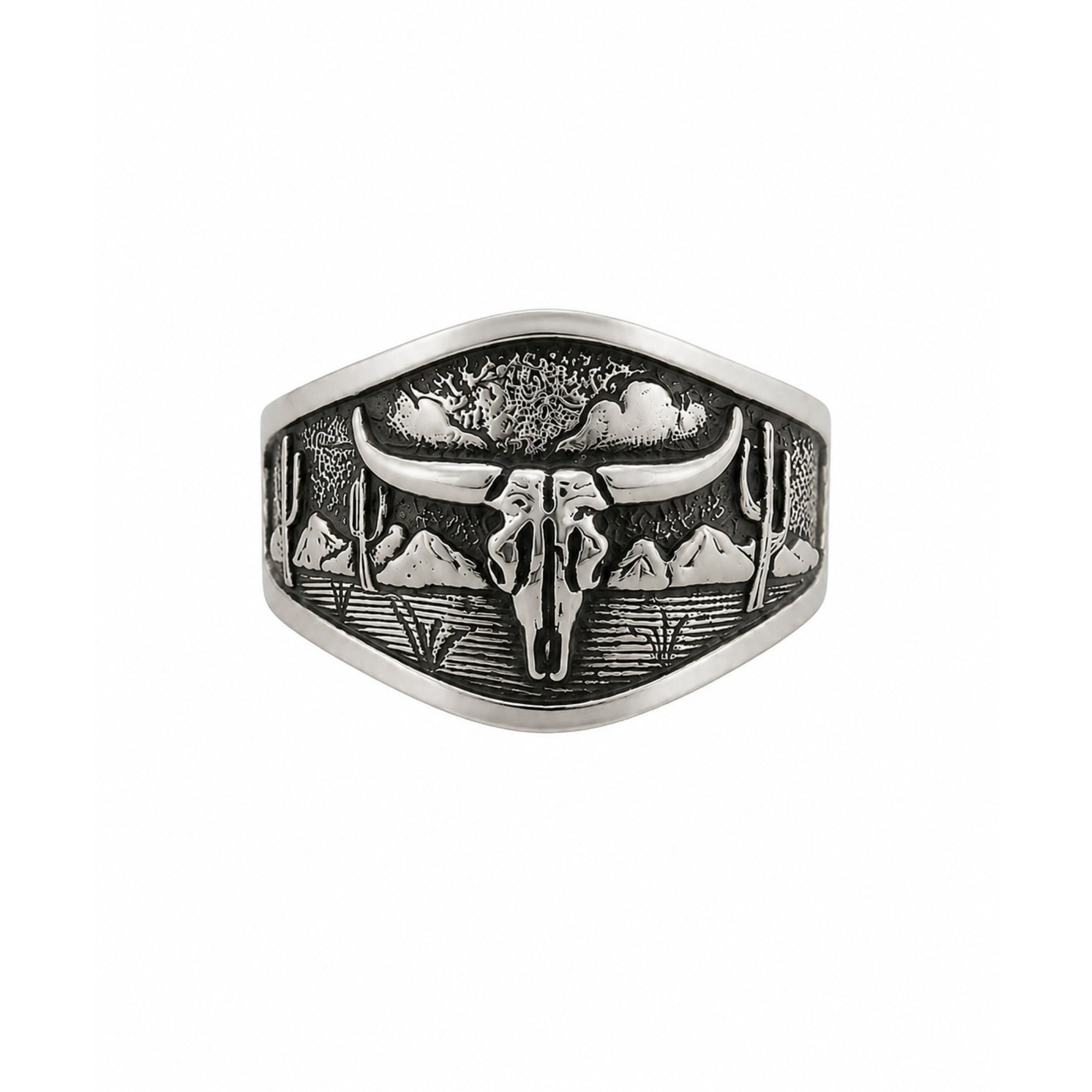 Longhorn Skull with Arizona scene signet ring