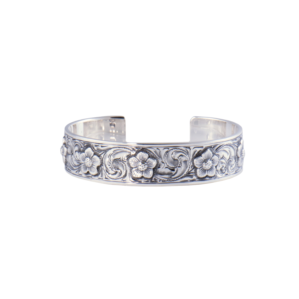 Flower Cuff Bracelet - Sterling Silver Flower