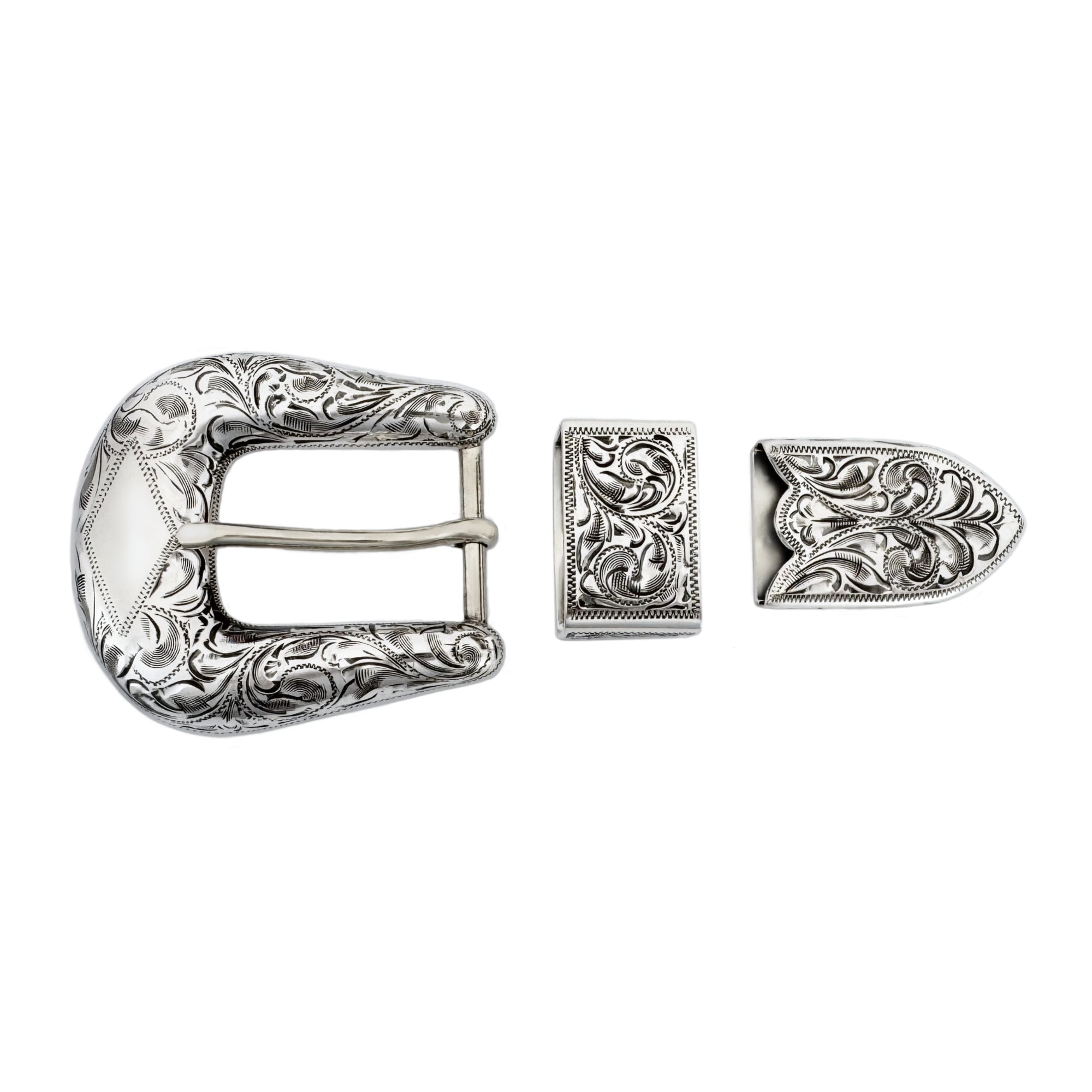 fully engraved 3 piece ranger set in all silver 