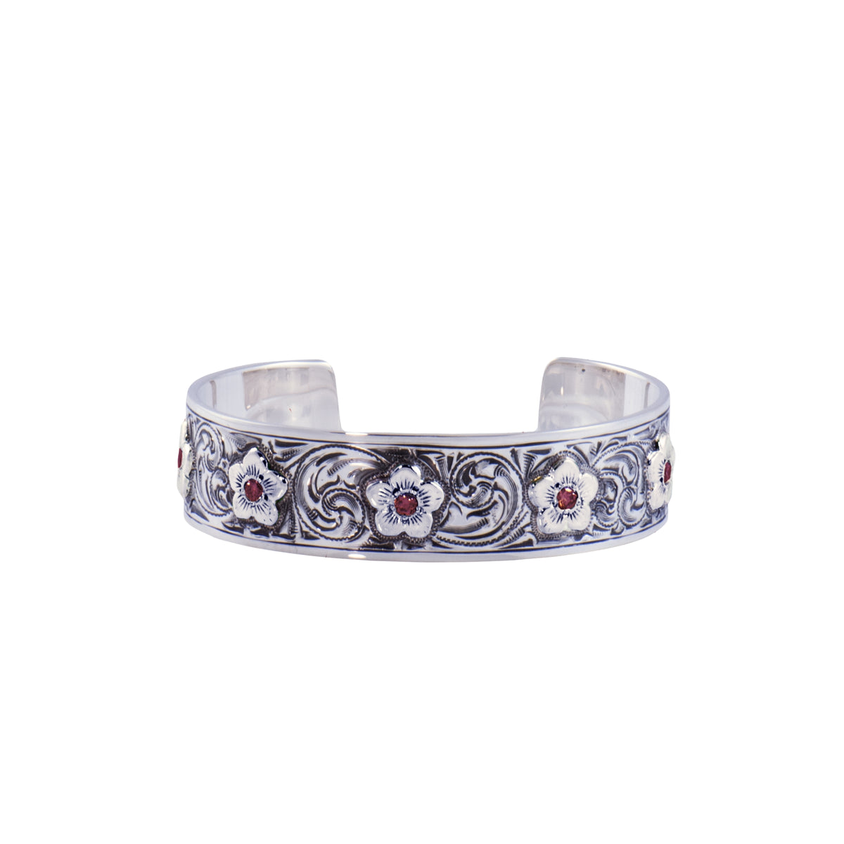 Flower Cuff Bracelet - Sterling Silver Flower