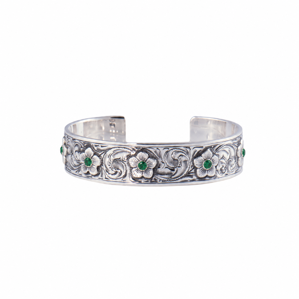 Flower Cuff Bracelet - Sterling Silver Flower