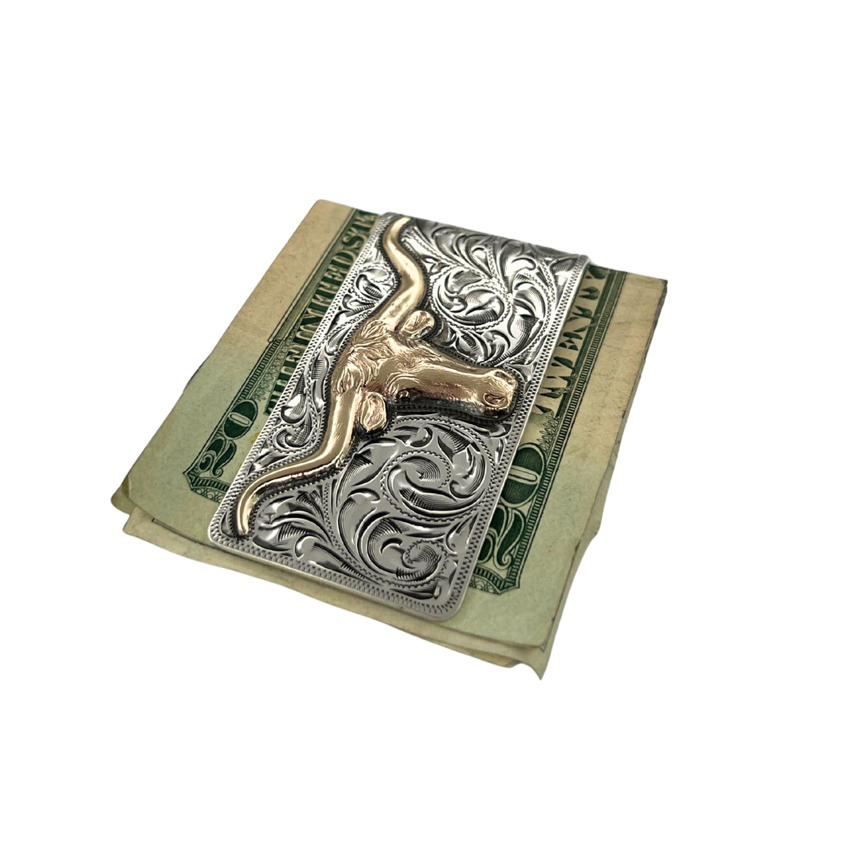 Longhorn Wad Clip – Sterling Silver & 14K Gold